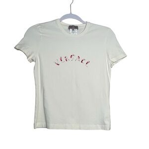 Versace Collection Yoga Pose Women’s Size 46 Baby T Shirt S White Pink crop